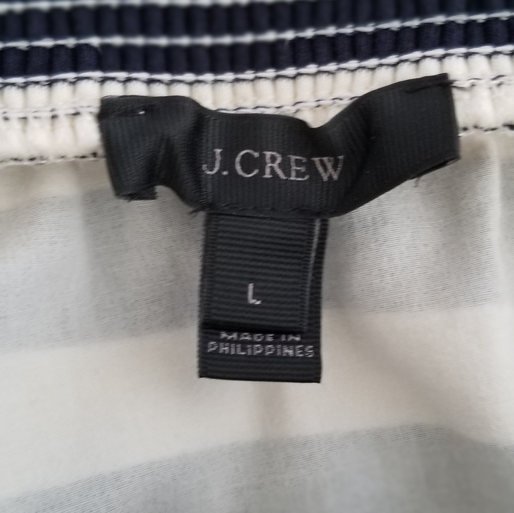 J. CREW Off the Shoulder Striped Cotton Mini Dress Size L - Picture 6 of 14